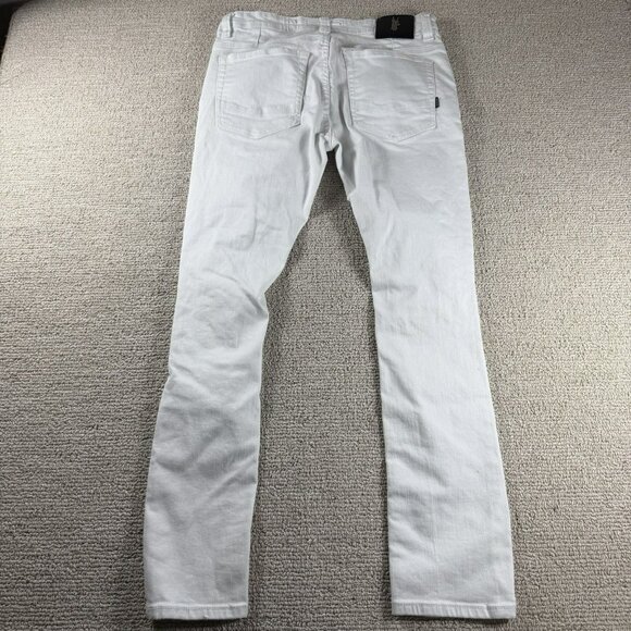Makobi White Distressed Slim Fit Denim Jeans White Zip Men’s Size 36 x 32 - Picture 5 of 6